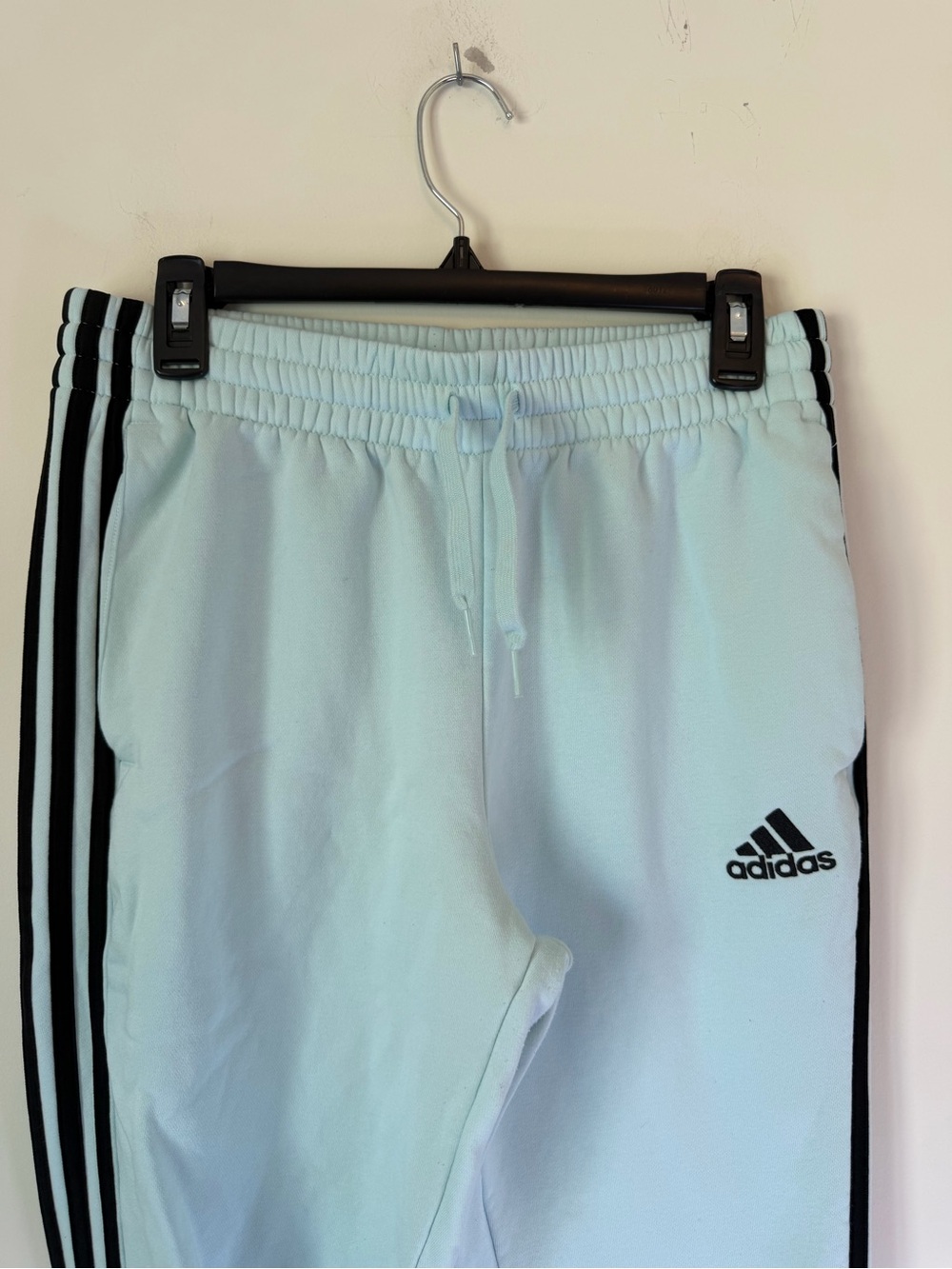 adidas baby blue Joggers with Black Stripes
